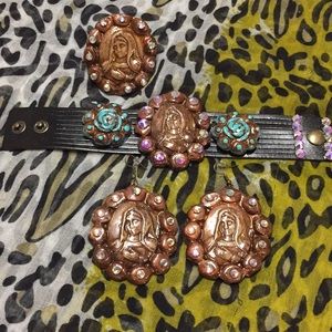Virgin Mary Clay Jewelry Set